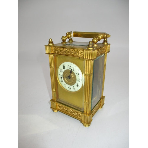 506 - Victorian Brass and Bevelled Glass Carriage Clock