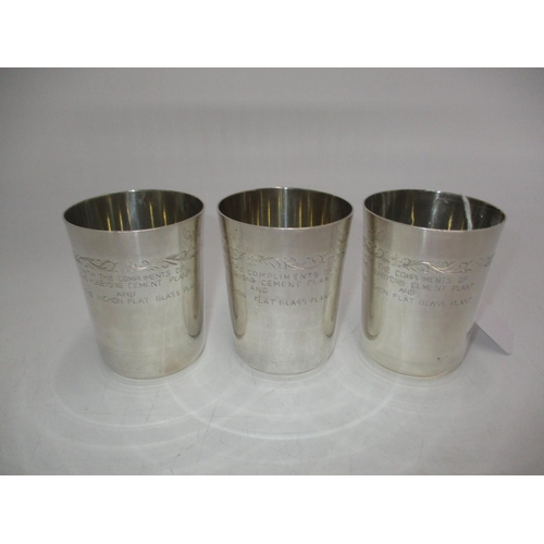 518 - Set of 3 Hallmarked French White Metal Tumblers, 358.4g