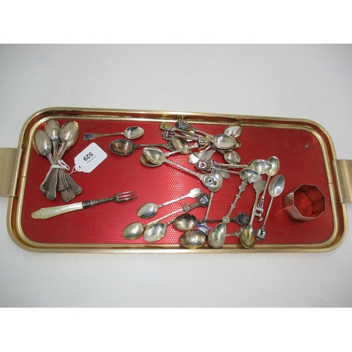 529 - Set of 11 Silver Teaspoons, Various Silver Souvenir Spoons etc 472g, and a Silver and Mother of Pear... 