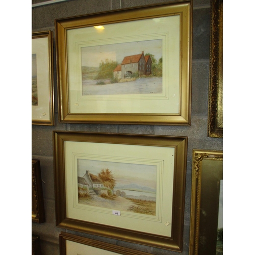 579 - Ambrose Lee, Pair of Watercolours, Old Mill and a Cottage, 22x38cm