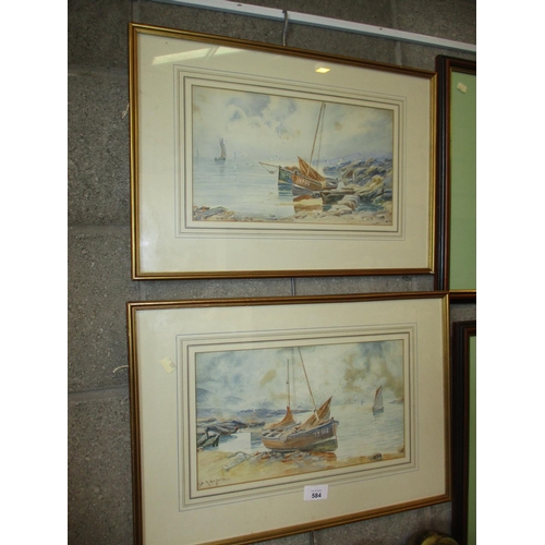 584 - David Ramsay Sellars (1854-1922), Pair of Watercolours, Dundee and Montrose Fishing Boats, 19x23cm