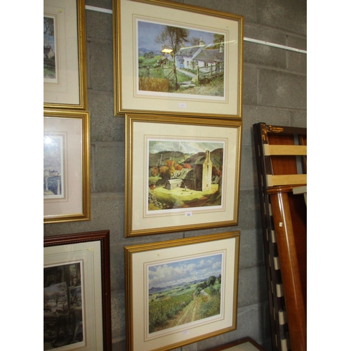 585 - Three James McIntosh Patrick Prints, Berry Picking Mains of Gray, Stobo Kirk and Tullybaccart Farm