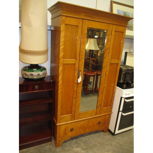 609 - Victorian Birch Mirror Door Wardrobe, 100cm