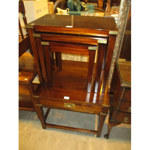 639 - Mahogany and Brass Mounted Nest of 3 Tables and Coffee Table