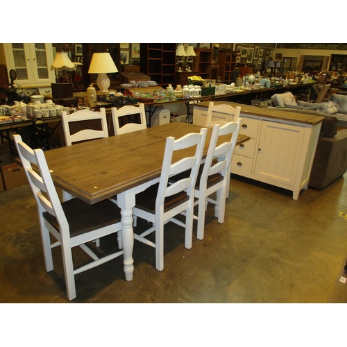 659 - Reclaimed Part Painted 8 Piece Dining Room Suite, Comprising a Sideboard, Extending Dining Table and... 