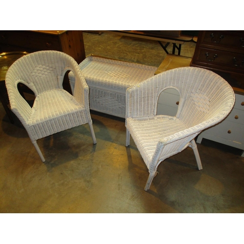 672 - Pair of Wicker Chairs and Ottoman