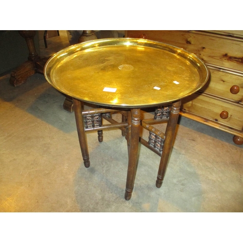 673A - Eastern Brass Tray Top Coffee Table, 58cm