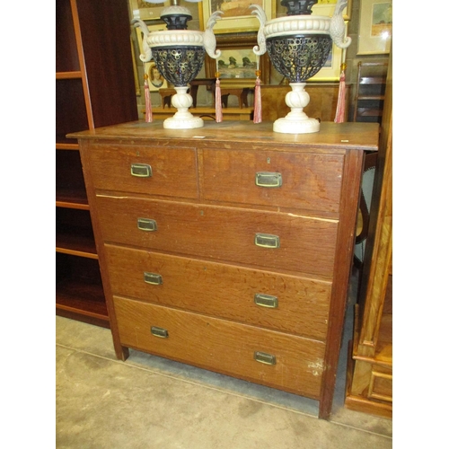 686 - Oak Chest of 5 Drawers, 107cm