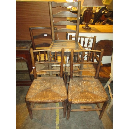 698 - Three Spindle Back Chairs and 2 Ladder Back Chairs