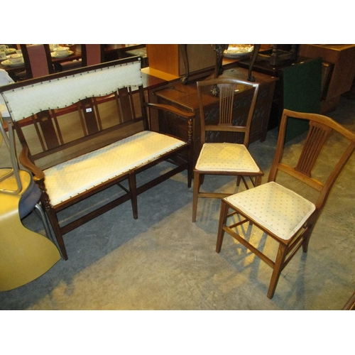 709 - 1920's Inlaid Mahogany Occasional Settee and 2 Side Chairs