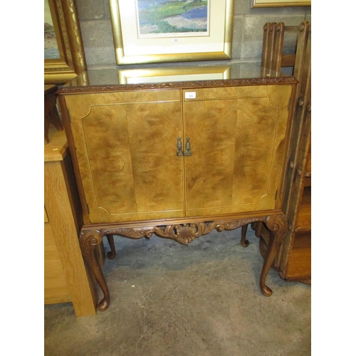 725 - Figured Walnut Cocktail Cabinet on Cabriole Legs, 89cm