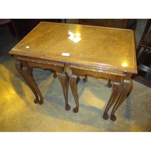 679 - Small Figured Walnut Chest of 3 Drawers ands a Nest of 3 Tables