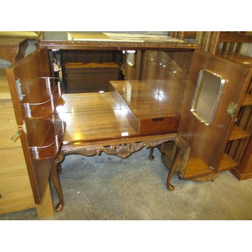 725 - Figured Walnut Cocktail Cabinet on Cabriole Legs, 89cm