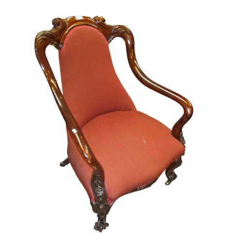 636 - Victorian Parlour Chair on Cabriole Legs