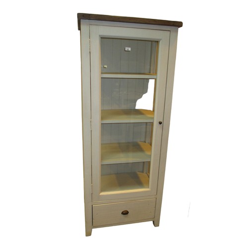 660 - Reclaimed Part Painted Tall Display Cabinet, 70cm