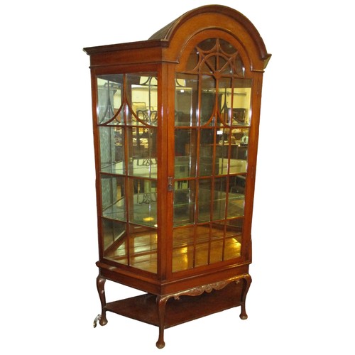 721 - Large Antique Style Display Cabinet on Cabriole Legs, 140cm