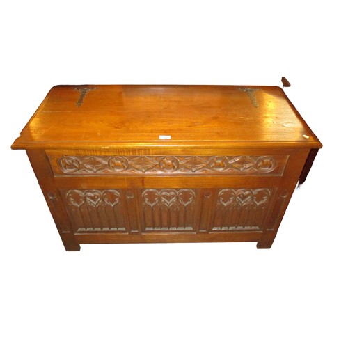 708 - Gothic Carved Blanket Box, 106x47cm