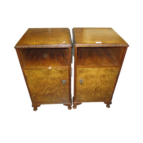 722 - Pair of Burr Walnut Bedside Cabinets, each 39cm