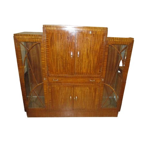 733 - Art Deco Mahogany Cocktail and Display Cabinet, 137cm