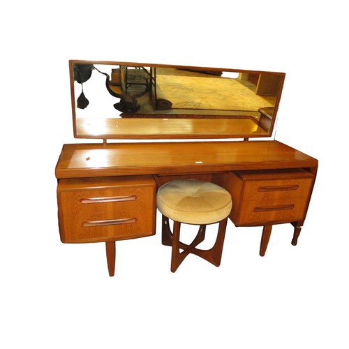 734 - G Plan Teak Dressing Table with Stool, 152cm