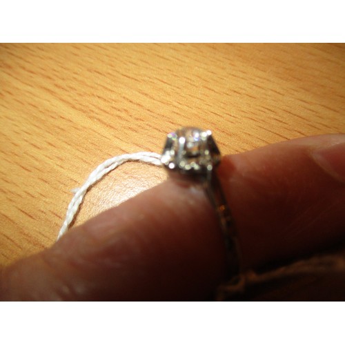 423 - Diamond Solitaire Ring Set in White Metal, 2.94g, Size L