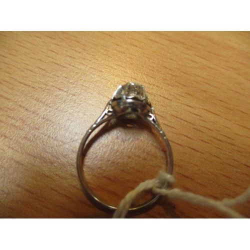 423 - Diamond Solitaire Ring Set in White Metal, 2.94g, Size L