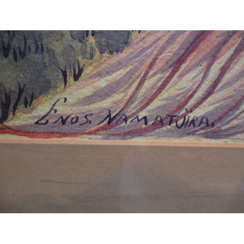 187 - Enos Namatjira, (Australian 1920-1969), Watercolour, Australian Landscape, 24x35cm