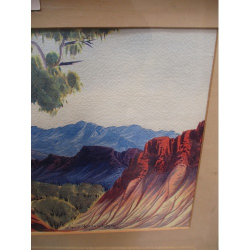 187 - Enos Namatjira, (Australian 1920-1969), Watercolour, Australian Landscape, 24x35cm