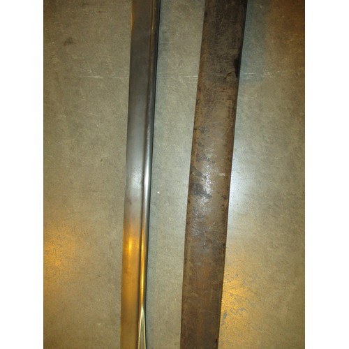 345 - Bayonet with Brass Mounted Handle and Leather Scabbard