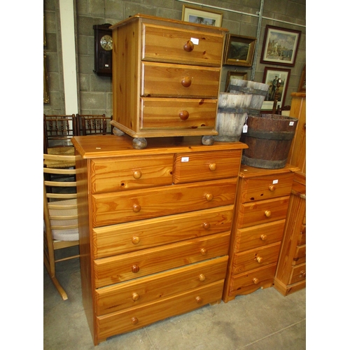 608 - Three Pine Chests of Drawers, 86, 46, 44cm