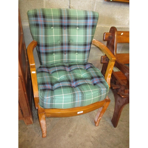 652 - Tartan Upholstered Desk Arm Chair