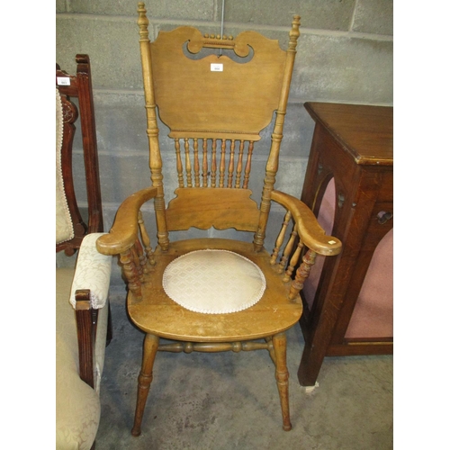 664 - Early 20th Century Spindle and Panel Back Arm Chair