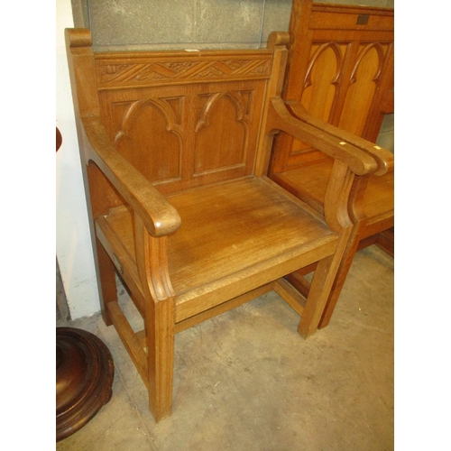 667 - Ecclesiastical Carved Oak Altar Chair