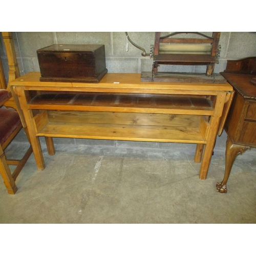 671 - Pine Drop Leaf Bible Table,154x34cm, plus each leaf 35cm