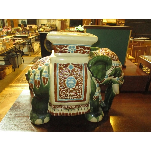 104 - Pottery Elephant Stool, 44cm high