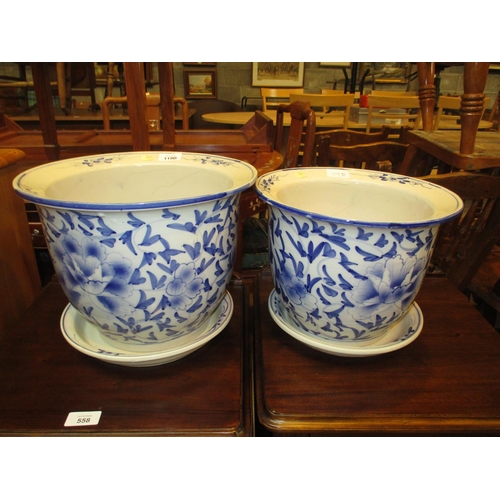 119B - Pair of Chinese Porcelain Graduated Jardinieres with Stands