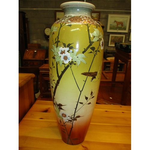 120 - Japanese Pottery Vase Decorated with Birds and Foliage, 46cm