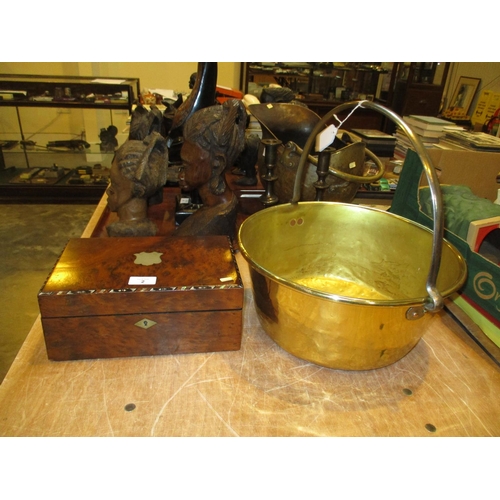 2 - Victorian Writing Box and a Brass Jam Pan