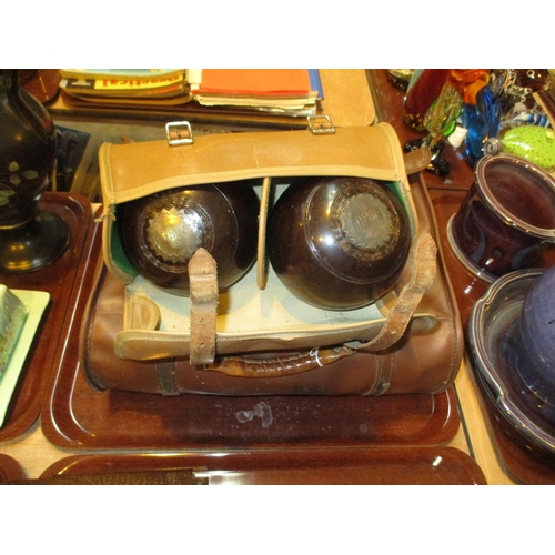 22 - Pair of 1913 Presentation Bowling Woods and a Set of 4 Bowling Woods