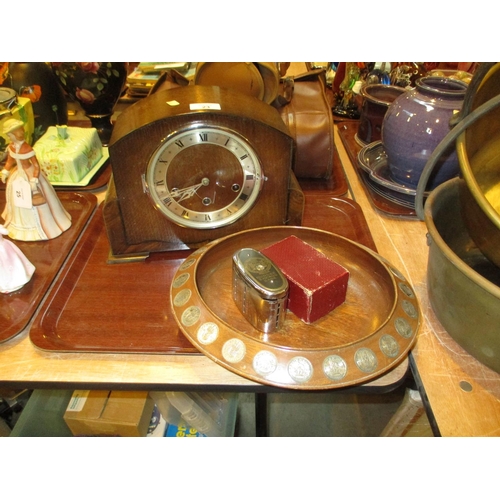 23 - Westminster Chime Mantel Clock, Dundee Savings Bank and a J. Beddie Coin Dish