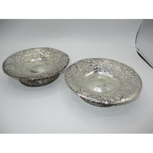 Pair of Pierced and Embossed Silver Bonbon Dishes, Sheffield 1892, 472g