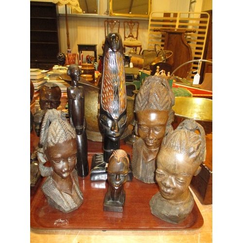 4 - African Carved Wood Bust and Figure (6)