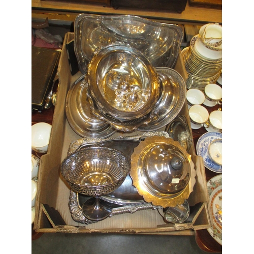 43 - Silver Plated Entrée Dishes, Comport, Tray etc