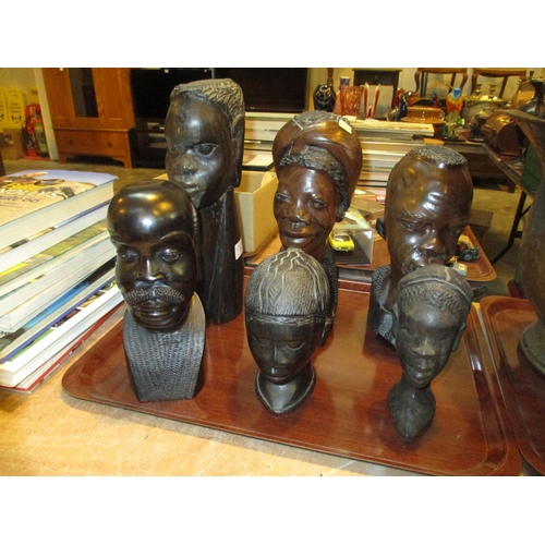 5 - Six African Carved Wood Busts