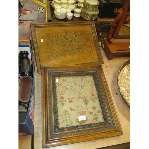 52 - 19th Century Sampler by Ann Rivitt, along with a Foliate Decorated Tray