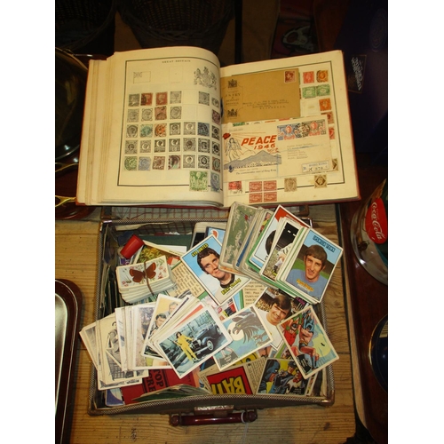 74 - Album of Stamps and Case of Trade Cards including Batman, Planet of The Apes, James Bond etc