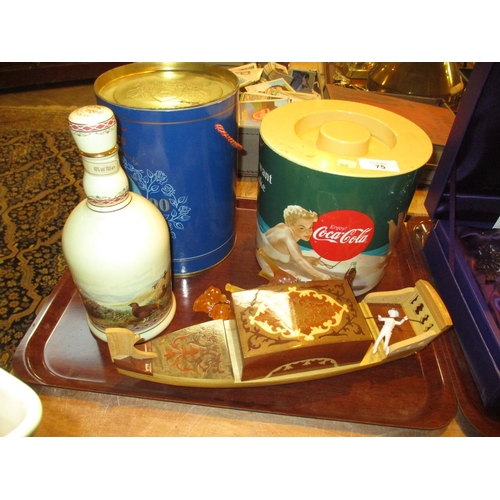 75 - Coca-Cola Ice Box, Bells and Grouse Decanters, Babycham Figures and a Gondola Cigarette Box