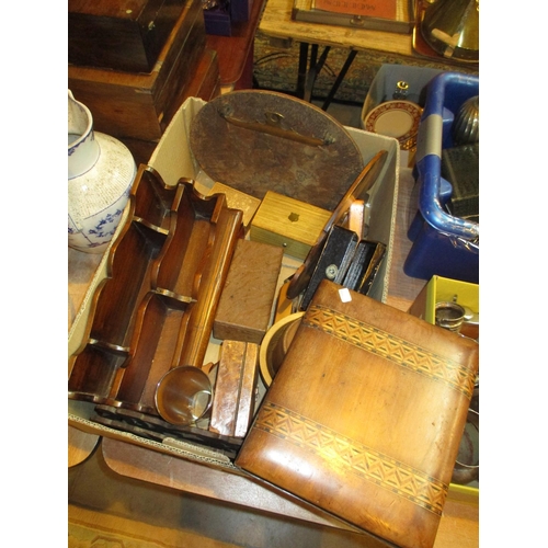 81 - Tunbridge Inlaid Box, Stationery Rack, Other Wooden Items etc