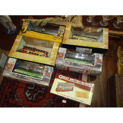 86 - Five Corgi Tram Cars and Another