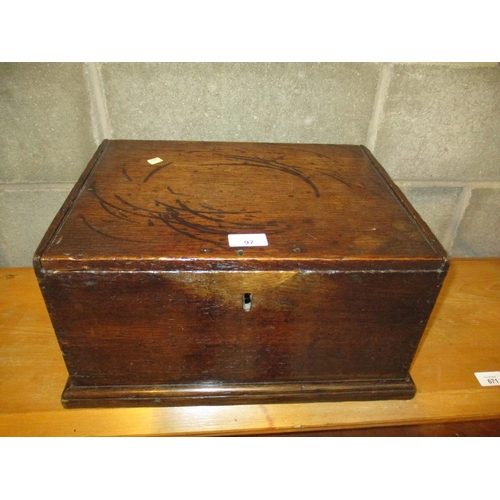 97 - Oak Deed Box, 40x30x21cm